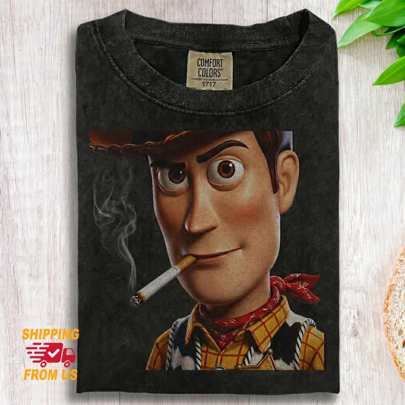 Comfort Colors Woody Smoke Shirt, Funny Toy Story Tshirt, Cowboy Cartoon Smoking Shirt, Funny Meme Streetwear