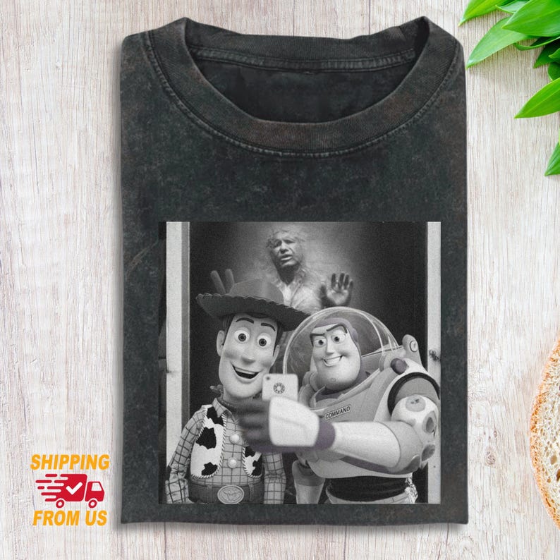 Woody Buzz Selfie Comfort Colors Shirt, Meme Cartoon Tshirt, Washed Dark Humor Tee, Gift For Toy Story Fan