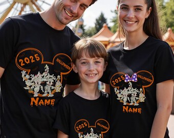 Camiseta personalizada de Mickey y sus amigos para Halloween. Camiseta familiar de Mickey para Halloween. Camisetas de la tripulación de Mickey Momia. Camisetas para fiesta de Halloween.