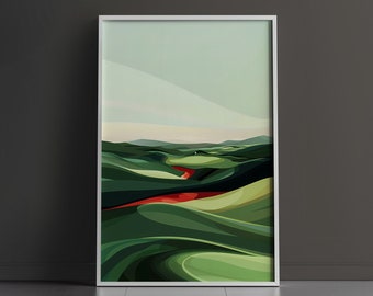 Minimalist Golf Digital Print | Premium Wall Art | Reverie Collection: 'Rouge 01' | Golf Wall Decor | Minimal Golf Print