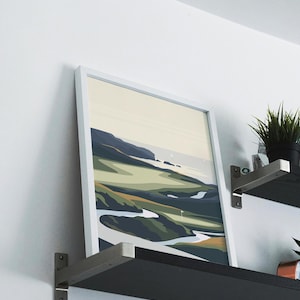 Minimalistischer Küsten Golf Kunstdruck | Meerlandschaft 01 | Serenity Kollektion | Digitale Golf Platz Kunst | Ocean Vibes | Für Haus oder Büro