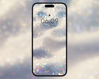 Dreamy Sparkle Phone Wallpaper - iPhone Wallpaper, Samsung Wallpaper, White Aesthetic Wallpaper, Glitter Phone Lock Screen