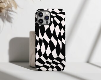 Wavy Checkered iPhone Case: Dual-Layer Protective Phone Cover