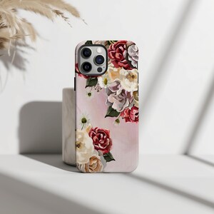 Vintage Inspired Botanical iPhone Case for iPhone 11, 12, 13, 14, 15, 16 Pro Max Mini Romantic Floral Tough Phone Case for iPhone 14 Pro Max