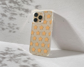 Cute Smiling Star iPhone Case for iPhone 17, 16, 15, 14, 13 Pro Max Plus Mini Cute Aesthetic Y2K Fun Protective Transparent Phone Cover