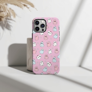 Kawaii Pastel Ghost iPhone Tough Case Cute and Spooky Ghosts for iPhone 11, 12, 13, 14, 15 Pro Max Mini Cute Halloween Phone Case