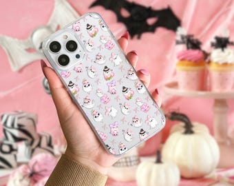 Cute Halloween Ghost iPhone Case Cute and Spooky Ghosts Phone Cover for iPhone 16 15 14 13 12 Mini 11 XR X 7 8 SE Samsung Galaxy S24