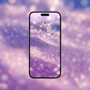 Dreamy Purple Glitter Waves Phone Wallpaper (Digital Download)