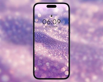 Dreamy Purple Glitter Waves Phone Wallpaper (Digital Download)