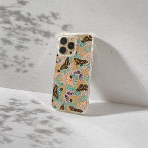 Butterfly Floral iPhone Case: Clear Shockproof MagSafe Option Available