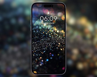 Dreamy Glitter Waves Phone Wallpaper: Elegant Dark Lock Screen (Digital Download)