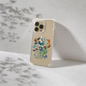 Butterfly Garden Clear Phone Case: Botanical Floral Design