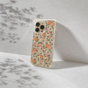 Custodia trasparente per iPhone con motivo floreale retrò per iPhone 16, 15, 14, 13, 12 e 11 – Custodia protettiva estetica MagSafe con stampa floreale vintage, regalo