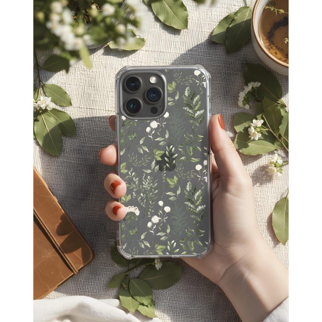 Delicate Greenery iPhone Clear Case for iPhone 17, 16, 15, 14, 13 Pro ...