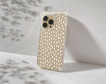 Funda transparente minimalista con diseño de garabatos para iPhone 17, 16, 15, 14, 13 Pro Max Plus Mini. Color blanco. Diseño abstracto y estético. Funda protectora transparente.