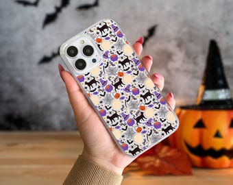 Funda para iPhone de Halloween con diseño de gato negro gótico, opción MagSafe disponible