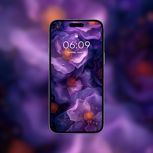 Luminous Lilac Floral Phone Wallpaper: Dreamy Purple Background (Digital Download)