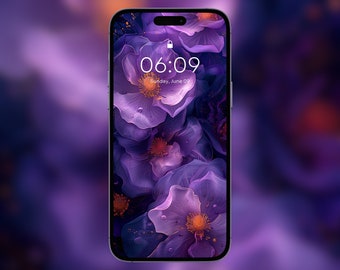 Luminous Lilac Floral Phone Wallpaper: Dreamy Purple Background (Digital Download)