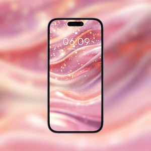 Pink Glitter Waves Phone Wallpaper: Elegant iPhone/Samsung Lock Screen (Digital Download)