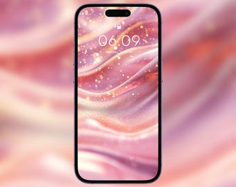 Pink Glitter Waves Phone Wallpaper: Elegant iPhone/Samsung Lock Screen (Digital Download)