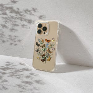 Butterfly Botanical Clear Phone Case: Floral Design