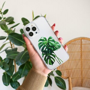 Minimalist Monstera Leaf iPhone Case for iPhone 17, 16, 15, 14, 13 Pro Max Plus Tropical Botanical Plant Lover Aesthetic Protective Cover