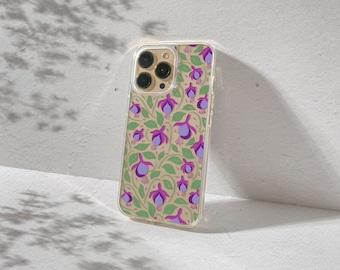 ライラックバタフライ、パープル＆ピンクの花、iPhone 16 16E 15 14 13