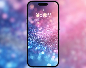 Dreamy Pastel Sparkle Phone Wallpaper - iPhone Wallpaper, Samsung Wallpaper, Glitters Aesthetic Wallpaper, Pink and Blue Phone Lock Screen