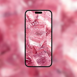 Rosy Chill Pink Ice Cube Phone Wallpaper (Digital Download)