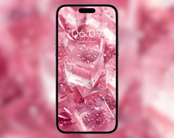 Telefoonachtergrond Rosy Chill Pink Ice Cube (digitale download)