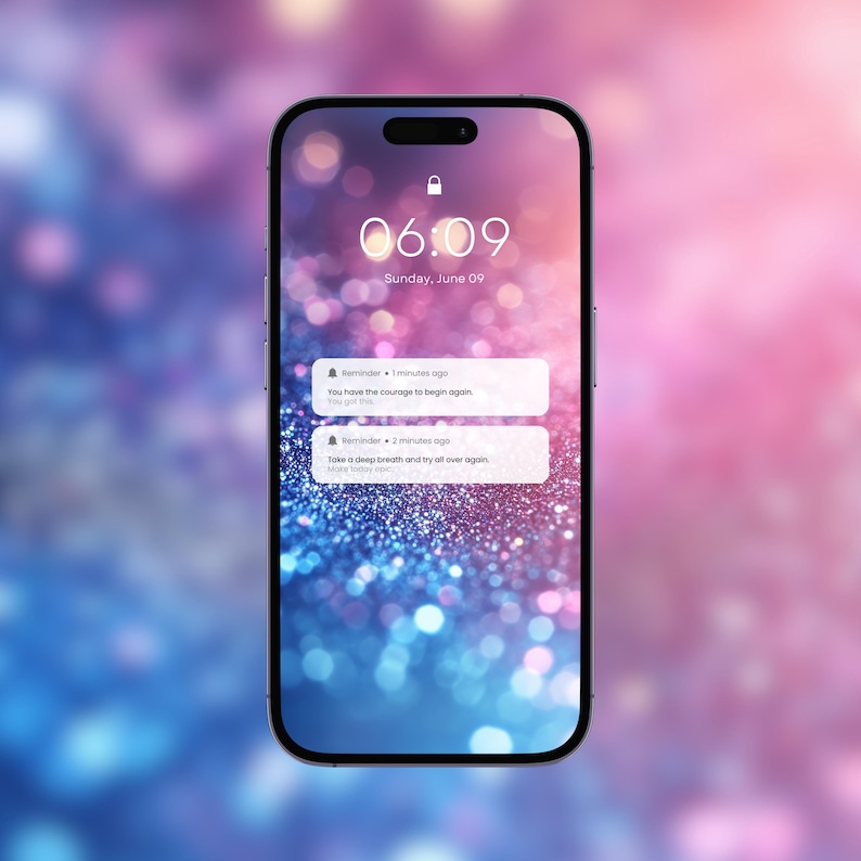 Dreamy Pastel Sparkle Phone Wallpaper - iPhone Wallpaper, Samsung Wallpaper, Glitters Aesthetic Wallpaper, Pink and Blue Phone Lock Screen
