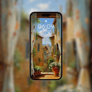 Picturesque Window View Phone Wallpaper | iPhone Wallpaper, Samsung Wallpaper, Aesthetic Lock Screen | Vintage Wallpaper