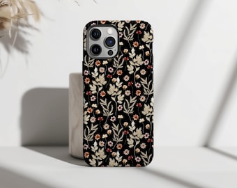 Gold Leaves Wildflower iPhone Case: Elegant Botanical Design