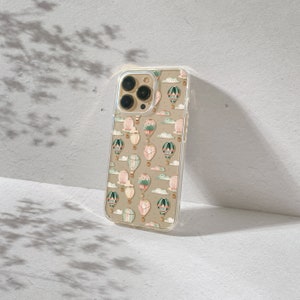 Pastelkleurige heteluchtballon iPhone-hoesje voor iPhone 17, 16, 15, 14, 13 Pro Max Plus Mini grillig Celestial Travel Esthetic beschermhoes