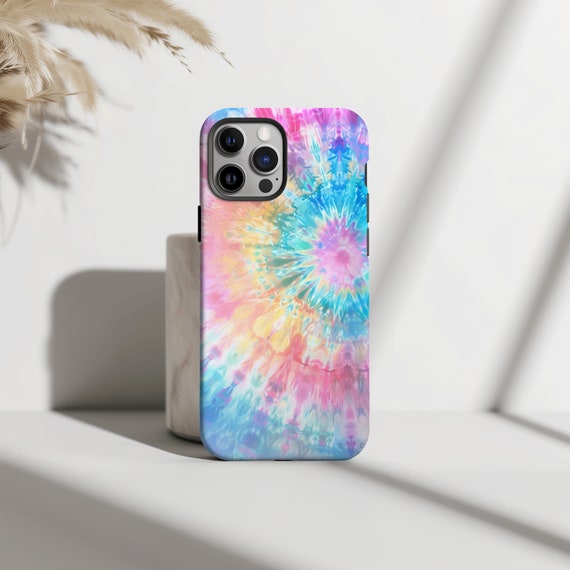 Colorful Tie Dye iPhone 17 16 15 14 Case, Psychedelic Swirl Phone Cover,  Aesthetic Hippie Boho Trendy, Tough Protective Gift For Her