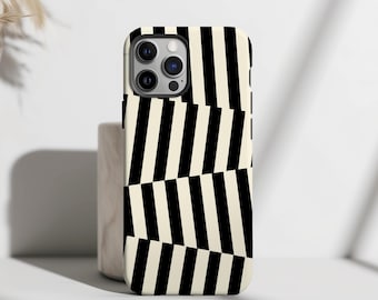 Modern Stripe iPhone Case | Bold Geometric Black & White Pattern Phone Cover for iPhone 17, 16, 15, 14 Pro Max Plus | Trendy Aesthetic Gift