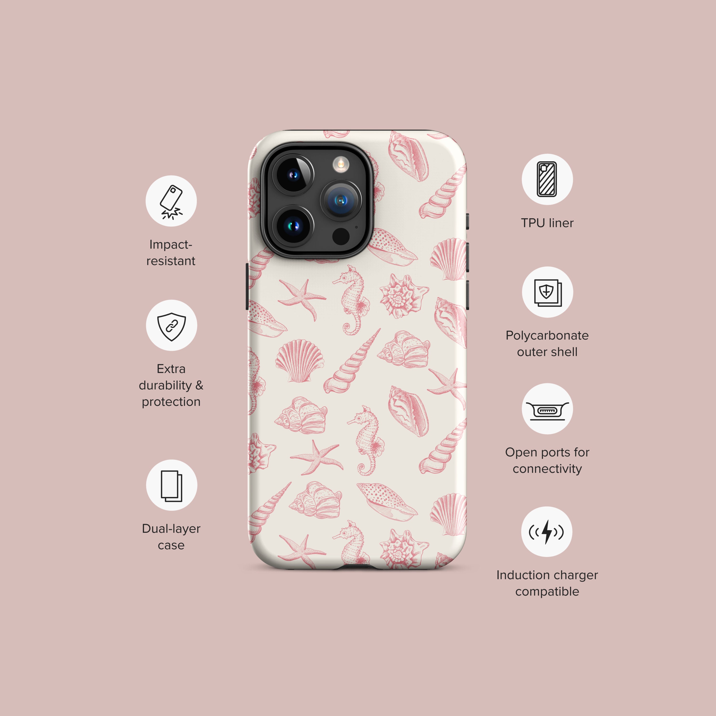 Seashell iPhone Case | Pink Ocean Beach Phone Cover | Nautical