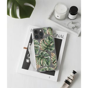 Tropical Monstera Leaf Clear iPhone Case for iPhone 17, 16, 15, 14, 13 Pro Max Plus Boho Botanical Aesthetic Plant Lover Gift