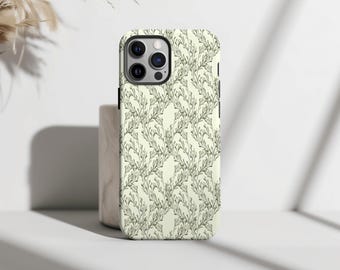 Botanical Branches iPhone Case, Dainty Twigs Pattern, Cottagecore Aesthetic, iPhone 17 16 15 14 Pro Max Plus, Nature Lover Gift
