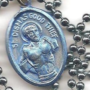 Bad Boys, St. Dismas the Good Thief, Patron Saint medal on Blue Ball Chain image 1