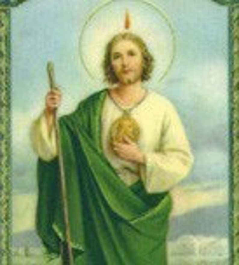 Saint patron des causes désespérées, Médaille du saint patron de Saint-Jude sur chaîne de balles de couleur cuivre antique image 2