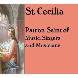 Musicians, St. Cecilia Patron Saint Medal Necklace on Purple Ball Chain image 2