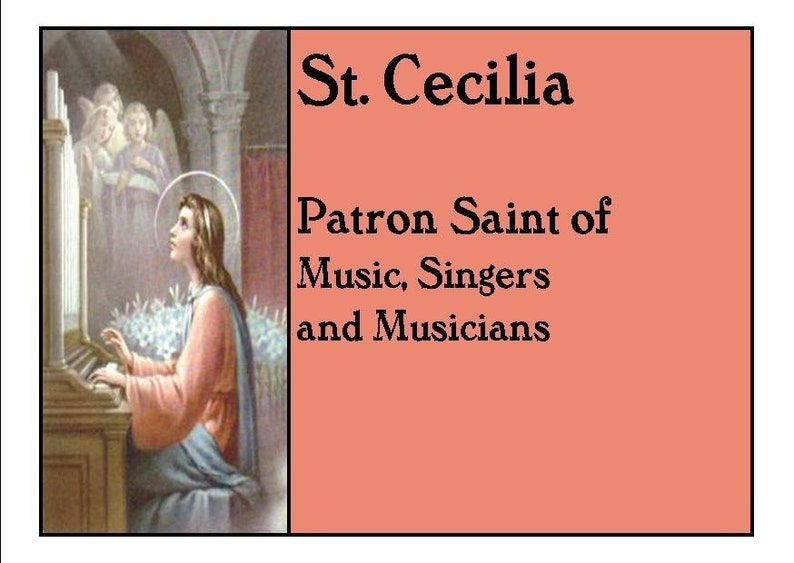 Musicians, St. Cecilia Patron Saint Medal Necklace on Purple Ball Chain image 2