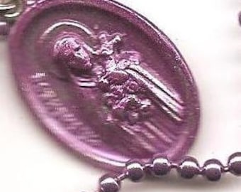 People Annoyed by the Annoying Habits of Other People, St. Theresa the Little Flower Patron Saint Medal on Purple Ball Chain