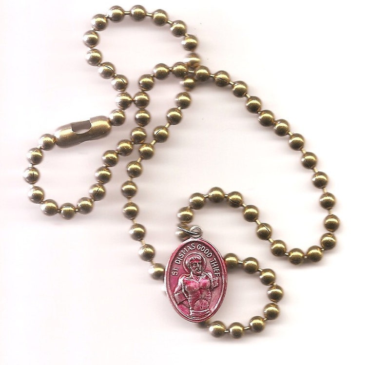 Bad Boys, St. Dismas Patron Saint Necklace on Brass Ball Chain image 3