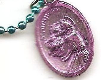 Lost and Found, St. Anthony Patron Saint Medal on Green Ball Chain
