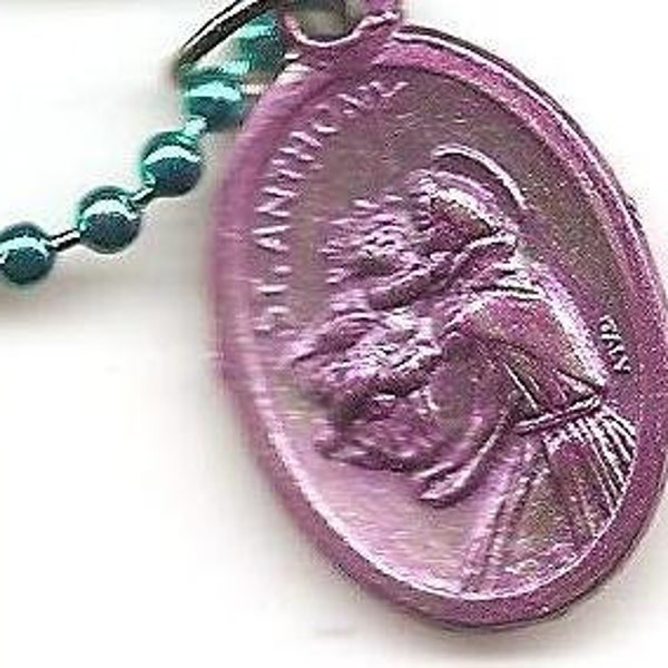 Lost and Found, St. Anthony Patron Saint Medal on Green Ball Chain