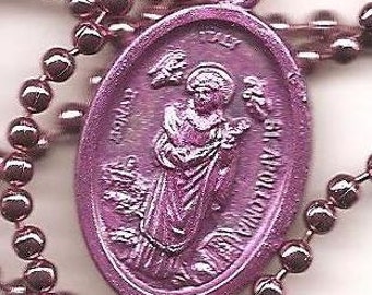 Dental Problems and Teeth, St. Apollonia Patron Saint Medal Necklace on Purple Ball Chain