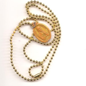 Staggering to Heaven, Blessed Matt Talbot Patron Saint Necklace on Bright Orange Ball Chain image 3