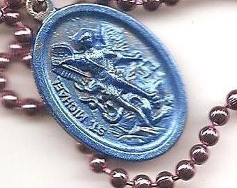 Soldier Boys, St. Michael the Archangel Patron Saint Collier sur antique Copper Colored Ball Chain